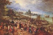 Jan Brueghel Sea port with the lecture of Christ oil painting on canvas